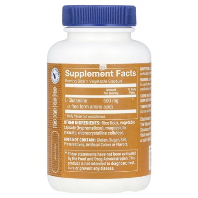Witaminy Shoppe, L-glutamina, 500 mg, 100 kapsułek warzywnych