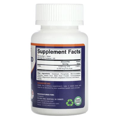 Vitamatyczny, kwas foliowy, 5 mg, 120 tabletek wegetariańskich