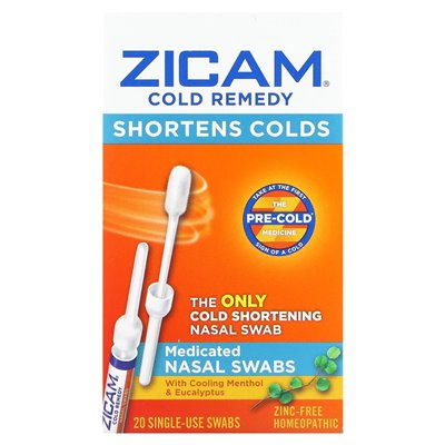 Zicam, Cold Remedy, Medicated Nasal Swabs, 20 Single-Use Swabs Zicam, Cold Remedy, Medicated Nasal Swabs, 20 Single-Use Swabs