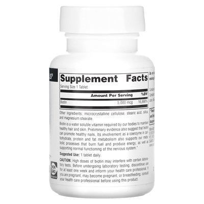 Źródło Naturals, Biotyna, 5000 mcg, 120 tabletek