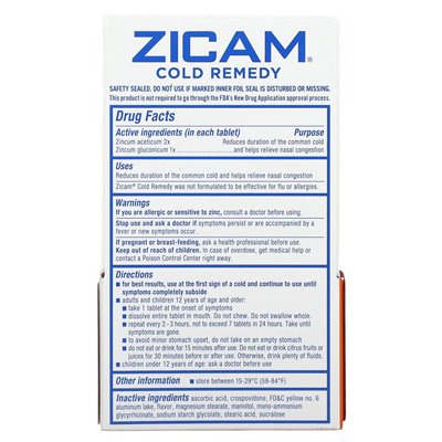 Zicam, Cold Remedy, RapidMelts, Citrus, 25 Quick Dissolve Tablets