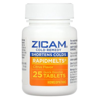 Zicam, Cold Remedy, RapidMelts, Citrus, 25 Quick Dissolve Tablets