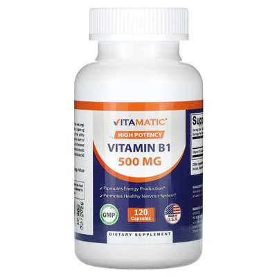 Vitamatic, High Potency, Vitamin B1, 500 mg, 120 Capsules Vitamatic, High Potency, Vitamin B1, 500 mg, 120 Capsules