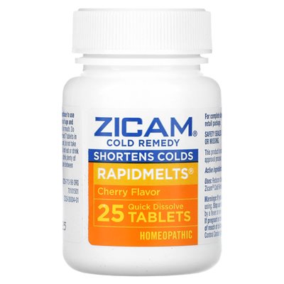 Zicam, zimne środki zaradcze, szybkie, wiśniowe, 25 szybkich tabletek rozpuszczonych