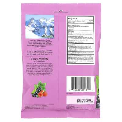 Ricola, doustna znieczulenie, Berry Medley, 19 owinięte krople