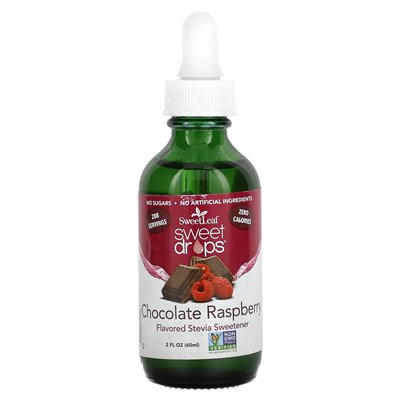 Mądrość naturalna, słodka, słodka krople, czekoladowa malina, 2 flory (60 ml)