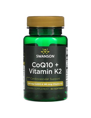 Swanson, CoQ10 + Witamina K2, 60 Softgeli Swanson, CoQ10 + Witamina K2, 60 Softgeli