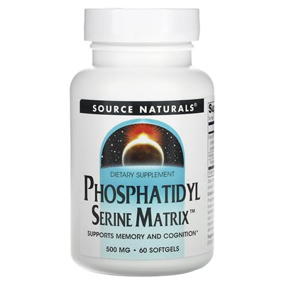 Źródło naturalne, matryca seryny fosfatydylowej, 500 mg, 60 miękkich