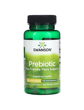 Swanson, Prebiotyk na Wsparcie Przyjaznej Flory, 375 mg, 60 Wegetariańskich Kapsułek