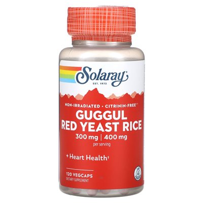 Solaray, Guggul &amp Red Drożdże Ryż, 120 Vegcaps