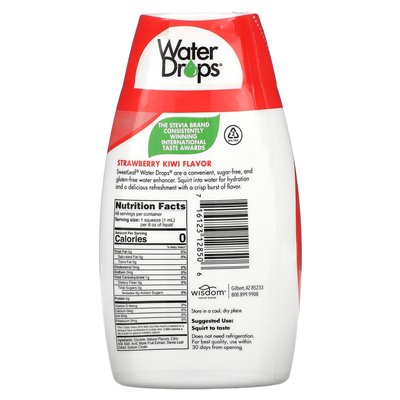 Natural wisdom, sweet, water drops, delicious stevia water culture, strawberry kiwi, 1.62 fl oz (48 ml)