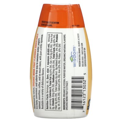 Wisdom Natural Sweet Monk Organic Sweetener Sweezable Caramel Macchiato 1.7 fl oz (50 ml)