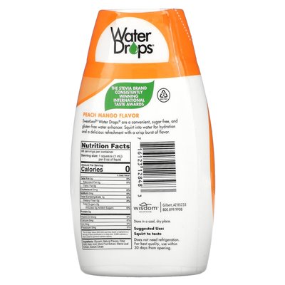 Natural Wisdom, Sweetleaf, Wassertropfen, köstlicher Stevia-Wasserverbesserer, Pfirsich-Mango, 1,62 Fl Oz (48 ml)