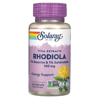 Solaray, istotne ekstrakty, Rhodiola, 100 mg, 30 Vegcaps Solaray, istotne ekstrakty, Rhodiola, 100 mg, 30 Vegcaps