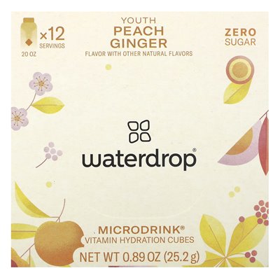 Waterdrop, Microdrink, Vitamin Hydration Cubes, Youth, Peach Ginger, 12 Cube, 0.89 oz (25.2 g) Waterdrop, Microdrink, Vitamin Hydration Cubes, Youth, Peach Ginger, 12 Cube, 0.89 oz (25.2 g)