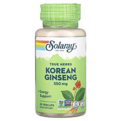 Solaray, True Herbs, koreański żeń -szeń, 550 mg, 50 Vegcaps