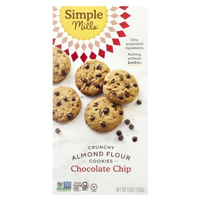 Simple Mills, Crispy Almond Flour Cookies, Chocolate Chip, 5.5 oz (156 g)