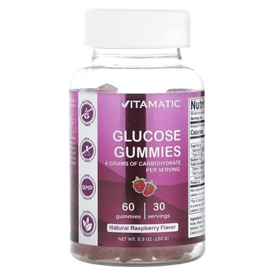 Vitamatic, glukozowe żelki, naturalne malinę, 60 gumzy