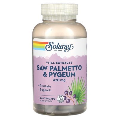 Solaray, Essential Extracts, Saw Palmetto & Pygeum, 420mg, 240 Vegcaps
