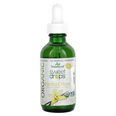 Mądrość naturalna, słodka, organiczne słodkie krople, waniliowe krem, 2 fl oz (60 ml)