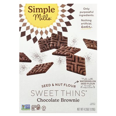 Proste młyny, mąka nasion i orzechowa, słodkie thins®, czekoladowe brownie, 4,25 uncji (120 g)