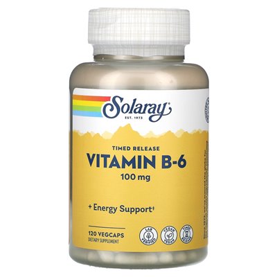 Solaray, witamina B-6, 100 mg, 120 Vegcaps Solaray, witamina B-6, 100 mg, 120 Vegcaps