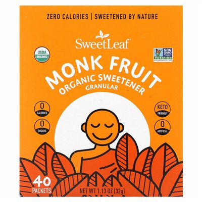 Wisdom Natural Sweet Monk Bio-Granulat-Süßstoff, 40 Päckchen, 0,28 oz (0,8 g)