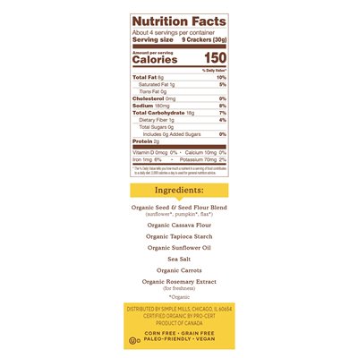 Simple Mills Organic Seed Crackers, Original, 4.25 oz (120 g)