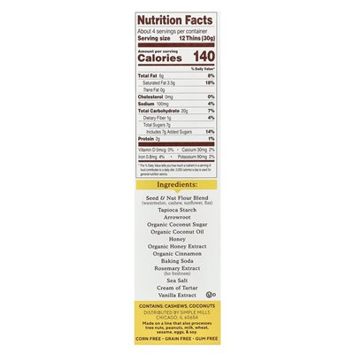 Simple Mills, Samen- und Nussmehl, Sweet Thins®, Honig-Zimt, 4,25 oz (120 g)