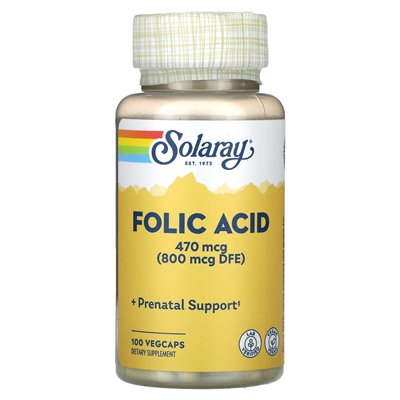 Solaray, Folsäure, 470 mcg, 100 vegetarische Kapseln (470 mcg pro Kapsel)