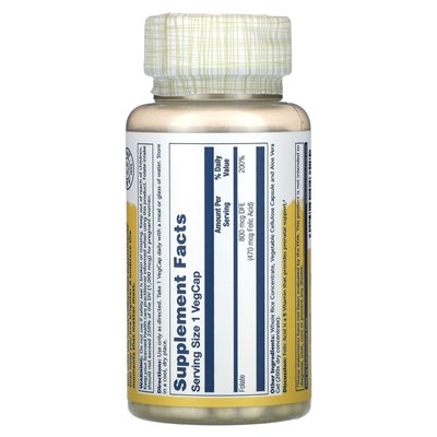Solaray, Folsäure, 470 mcg, 100 vegetarische Kapseln (470 mcg pro Kapsel)