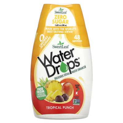 Mądrość naturalna, słodka, krople wodne, pyszne stevia Water Enhancer, Tropical Punch, 1,62 Fl Oz (48 ml)