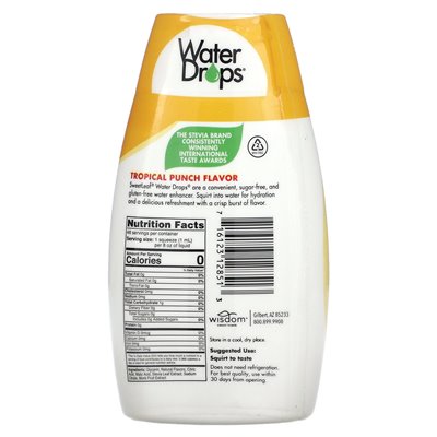Mądrość naturalna, słodka, krople wodne, pyszne stevia Water Enhancer, Tropical Punch, 1,62 Fl Oz (48 ml)