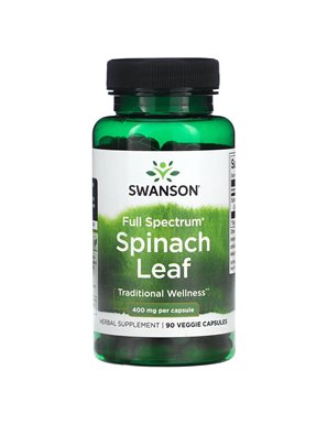 Swanson, Pełnowartościowa Liść Szpinaku, 400 mg, 90 Wegetariańskich Kapsułek Swanson, Pełnowartościowa Liść Szpinaku, 400 mg, 90 Wegetariańskich Kapsułek