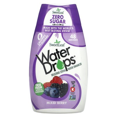 Mądrość naturalna, słodka, krople wodne, pyszne wzmacniacz wody stevia, mieszane jagodowe, 1,62 fl oz (48 ml)