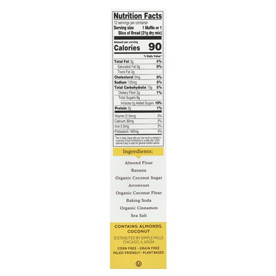 Simple Mills, Mandelmehl-Backmischung, Muffin- und Bananenbrot, 9 oz (255 g)