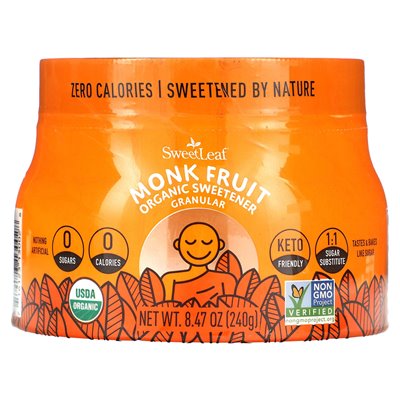 Natural Wisdom, Sweet Leaf, Monk Fruit, Organic Sweetener, Granular, 8.47 oz (240 g)