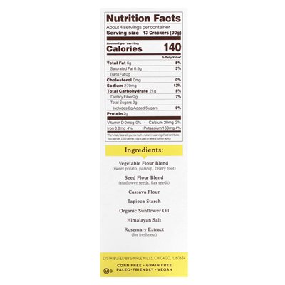 Simple Mills, Vegetarische Mehlcracker, Himalaya-Salz, 4,25 oz (120 g)