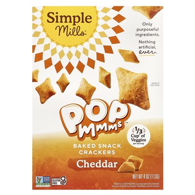 Simple Mills, Pop MMM, gebackene Snack-Cracker, Cheddar, 4 oz (113 g)