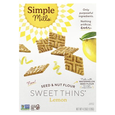 Simple Mills, Sweet Thins aus Samen- und Nussmehl, Zitrone, 4,25 oz (120 g)