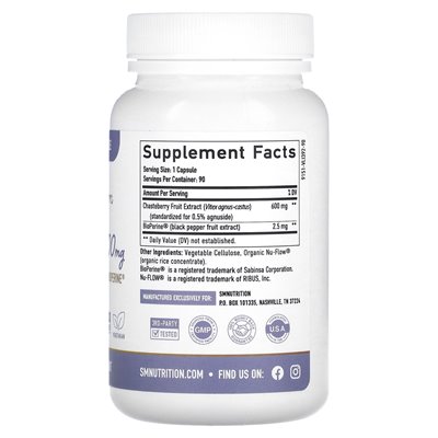 Smnutrition, Vitex, 600 mg, 90 kapsułek Smnutrition, Vitex, 600 mg, 90 kapsułek