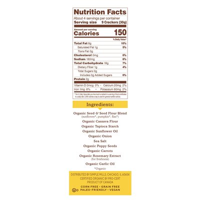 Simple Mills Bio-Samencracker, alle, 4,25 oz (120 g)