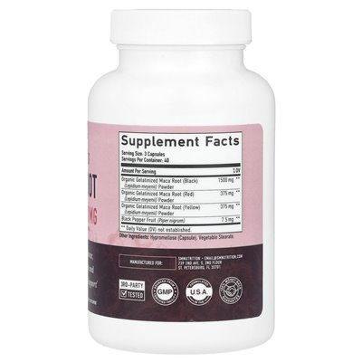 Smnutrition, Korzeń Maca dla kobiet, 2250 mg, 120 kapsułek (750 mg na kapsułkę)