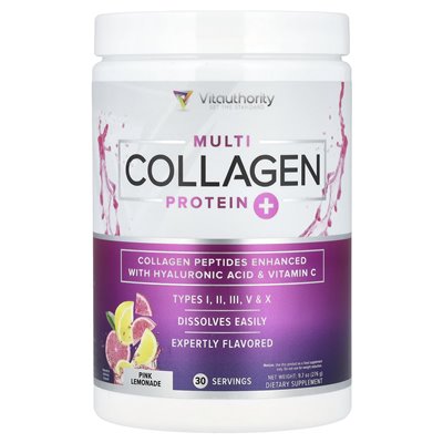 Vitauthority, Multi Colagen Protein+, Pink Lemonade, 9,7 uncji (276 g)
