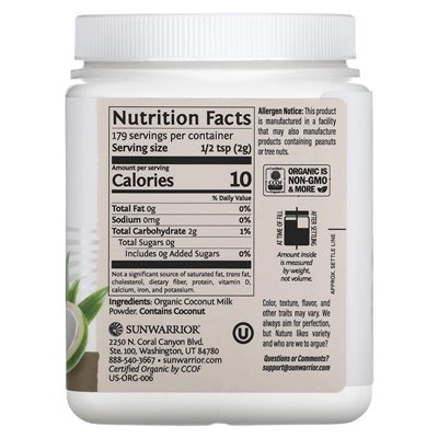 Sunwarrior, Ernte, Kokosmilchpulver, 12,62 oz (358 g)