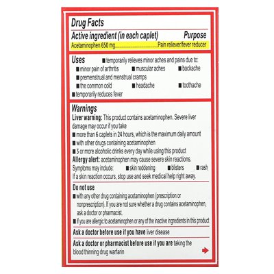 Tylenol, 8 godzin zapalenia stawów, ból gorączki przeciwbólowej, 650 mg, 24 kaplety