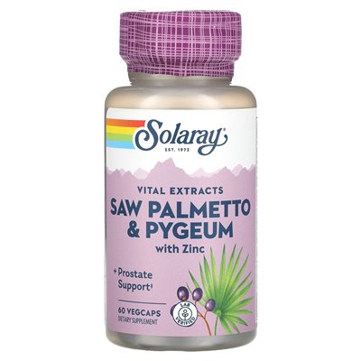 Solaray, ätherische Extrakte, Palmetto und Pygeum mit Zink, 60 Gemüse