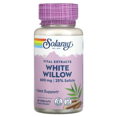 Solaray, istotne ekstrakty, biała wierzba, 600 mg, 60 Vegcaps