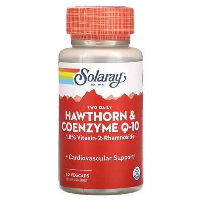 Solaray, two daily hawthorn and coenzyme Q-10, 60 Vegcaps