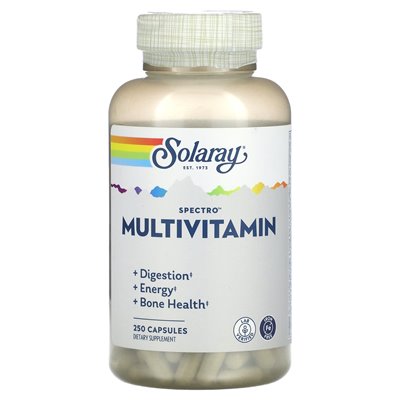 Solaray, Spectro Multiwitamin, Bez żelaza, 250 kapsułek